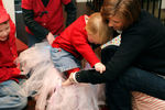 Berkeley and Eliana made Olivia a tutu from tulle netting.