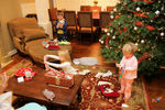 Opening up the stockings.