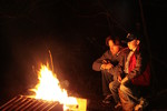 Watching the fire with Dad.